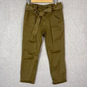 Etoile Isabel Marant Womens 1 Green Paperbag Belted High Rise Pants